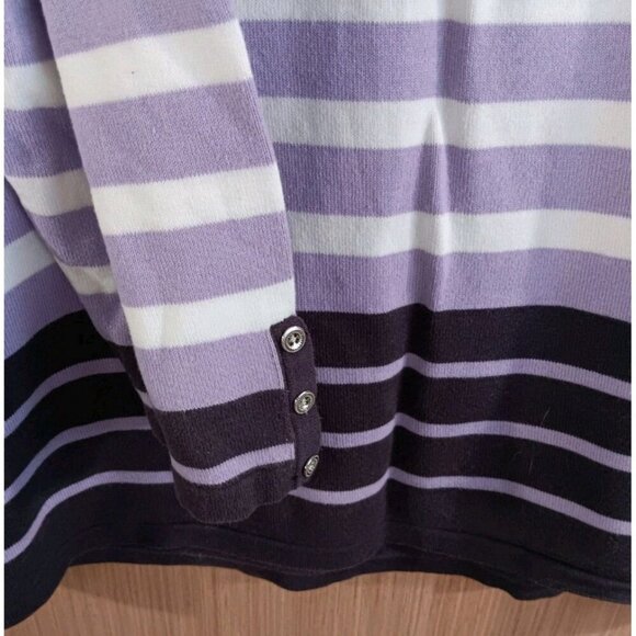 ALFRED DUNNER 2X Pullover Sweater Rhinestones Striped Purple White 3/4 Sleeve - Picture 6 of 6